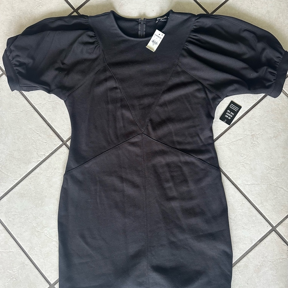 Elegant Black Puff Sleeve Dress